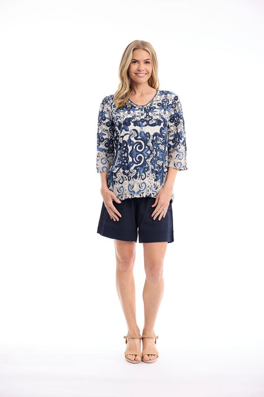 Orientique Womens Monaco Top Frill Neckline