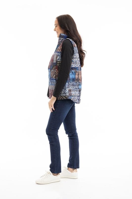 Orientique Womens Puffer Vest - Kantha Patch