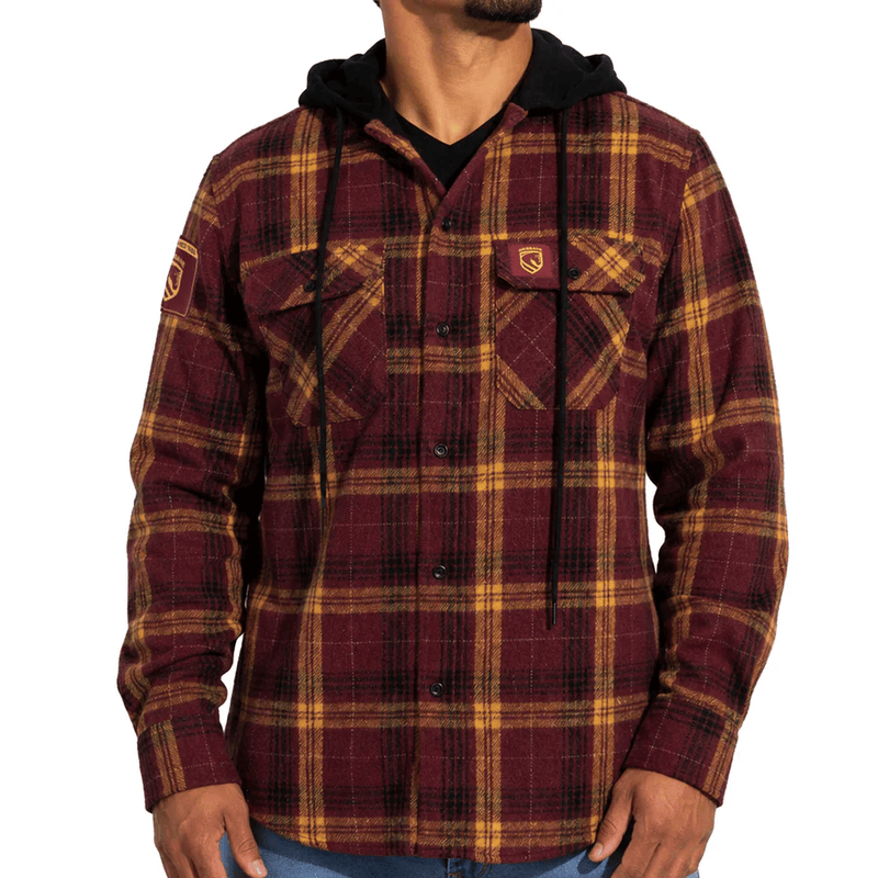 Load image into Gallery viewer, NRL Broncos 'Highland' Hooded Flannel Shirt
