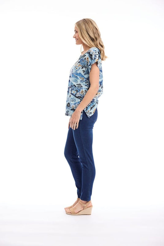 Orientique Womens Nanjing Top Rolled Neckline