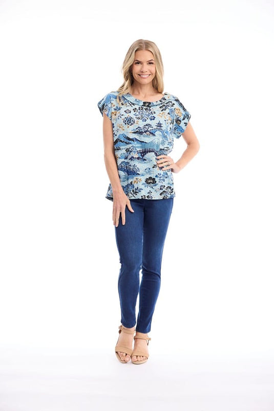Orientique Womens Nanjing Top Rolled Neckline