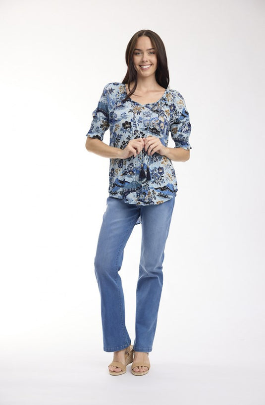 Orientique Womens Nanjing Top Boho Short Sleeve