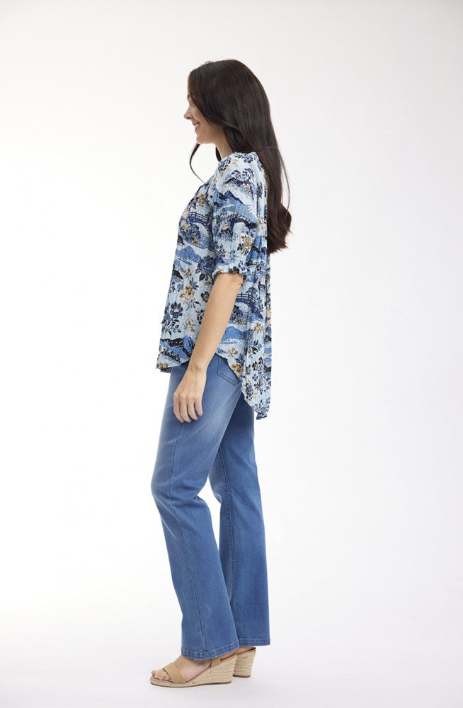 Load image into Gallery viewer, Orientique Womens Nanjing Top Boho Short Sleeve
