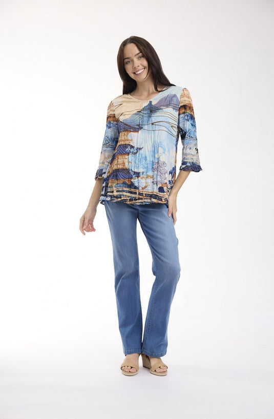 Orientique Womens Nanjing Top Pleated