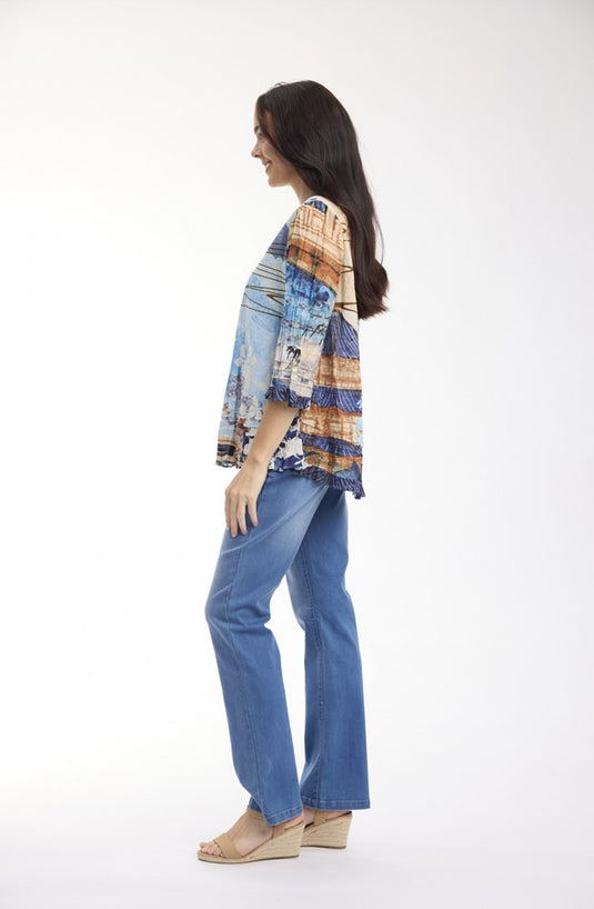 Orientique Womens Nanjing Top Pleated