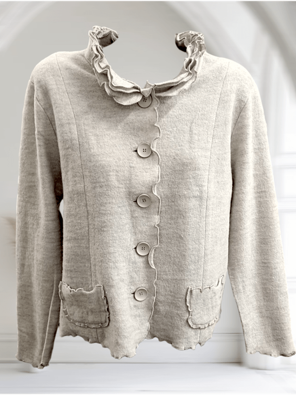 Load image into Gallery viewer, See Saw Womens 100% Boiled Wool Ruffle Trim Jacket
