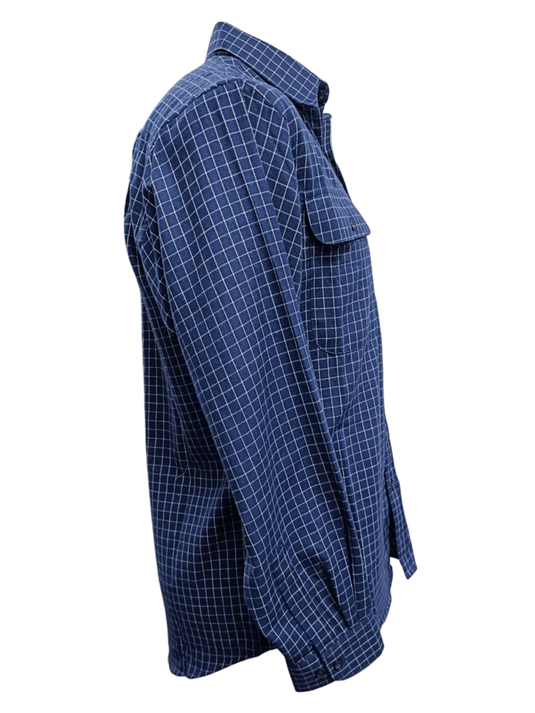 Bisley Mens Long Sleeve Brushed Cotton Shirt - Navy Check