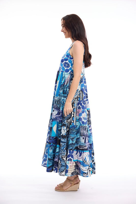 Orientique Womens Nimes Dress Sleeveless Maxi Dress