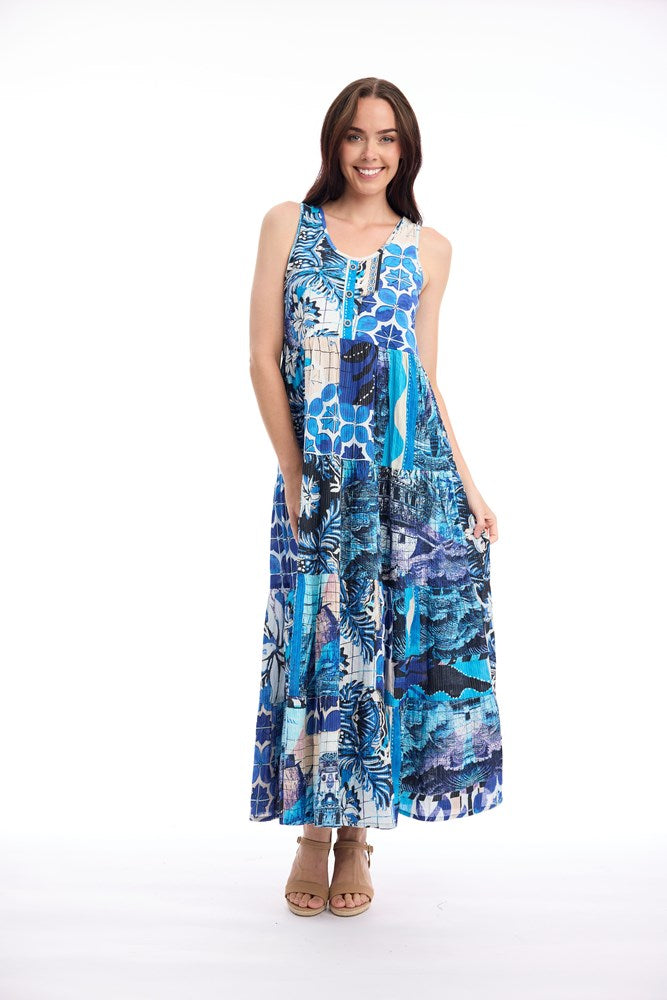 Load image into Gallery viewer, Orientique Womens Nimes Dress Sleeveless Maxi Dress
