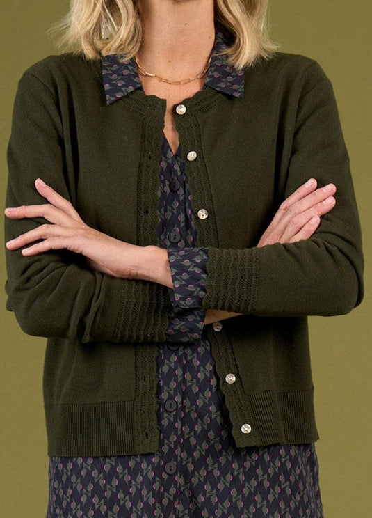 Charlie Jane Womens Edgeware Cardigan - Khaki