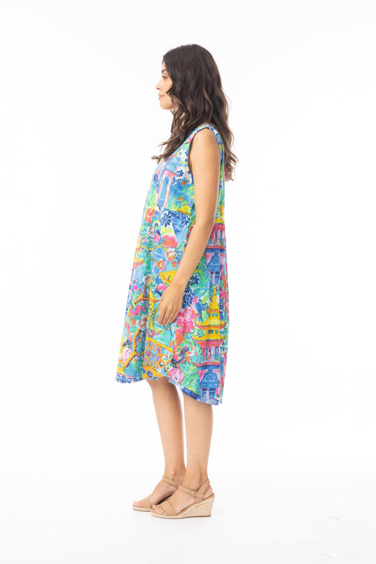 Orientique Womens Okayama Dress Shift Side Panel Sleeveless Reversible