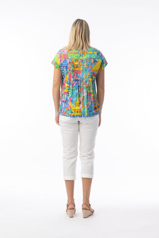Orientique Womens Okayama Top Pleated
