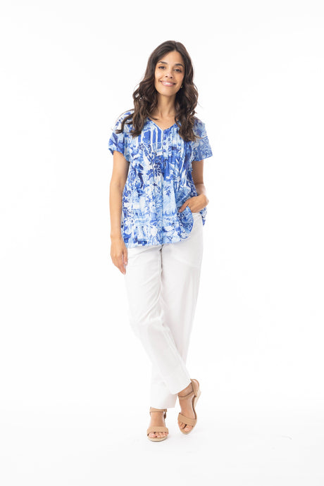 Orientique Womens Okayama Top Pleated