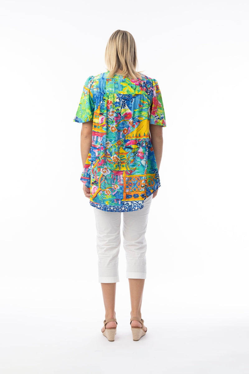 Load image into Gallery viewer, Orientique Womens Okayama Top V Flair Sleeve
