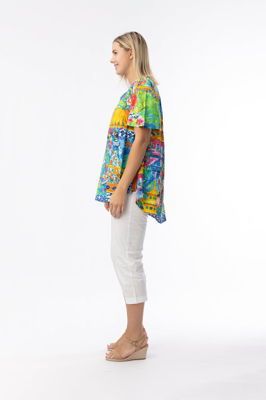 Orientique Womens Okayama Top V Flair Sleeve