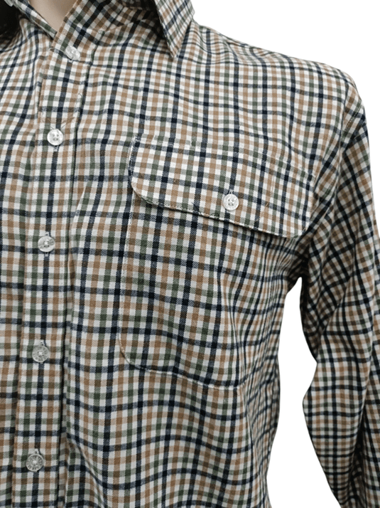 Bisley Mens Long Sleeve Brushed Cotton Shirt - Olive Check