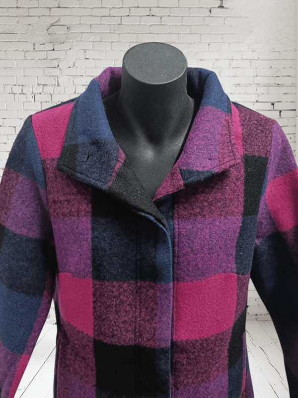 Load image into Gallery viewer, See Saw Womens Brushed Wool Blend Plaid Funnel Neck Coat
