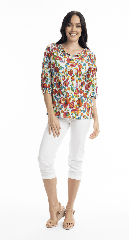 Load image into Gallery viewer, Orientique Womens Carvalho Top Boho Shirred
