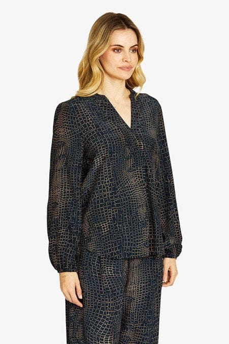 Load image into Gallery viewer, Pingpong Womens Alligator Print V Neck Blouse
