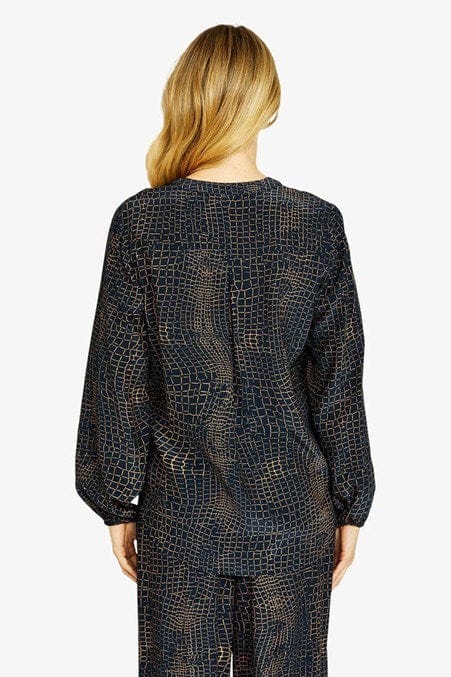 Pingpong Womens Alligator Print V Neck Blouse