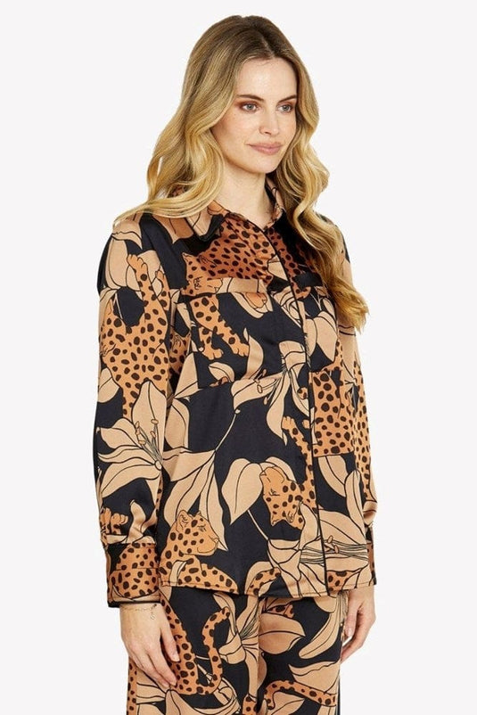 Pingpong Womens Spliced Animal Shirt