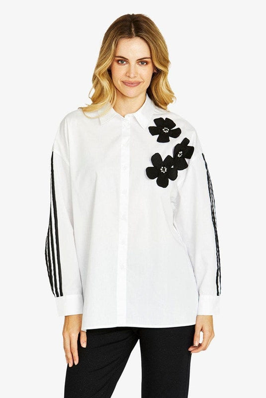 Pingpong Womens Flower Embellished Shirt
