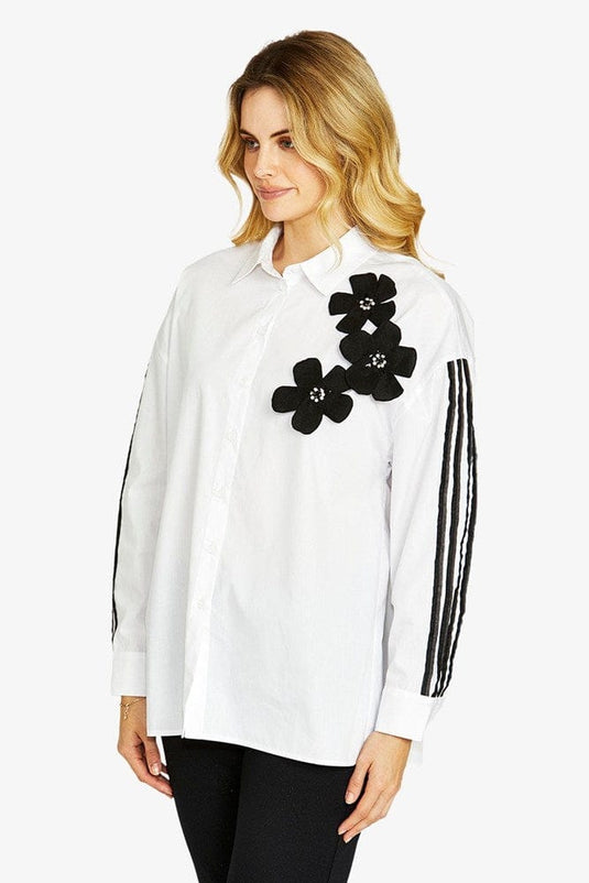 Pingpong Womens Flower Embellished Shirt