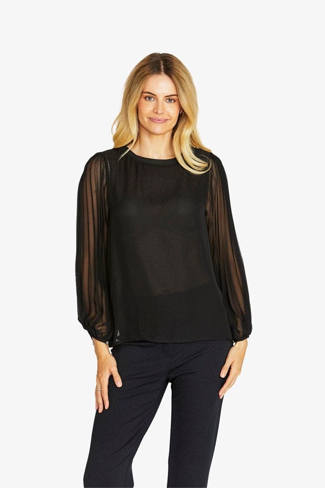 Load image into Gallery viewer, Pingpong Womens Matilda Pleated Top - Black
