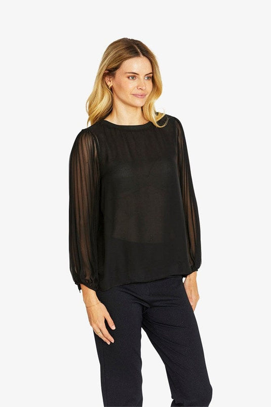 Pingpong Womens Matilda Pleated Top - Black