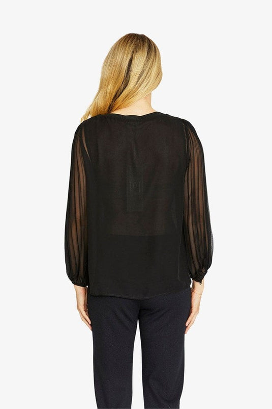Pingpong Womens Matilda Pleated Top - Black