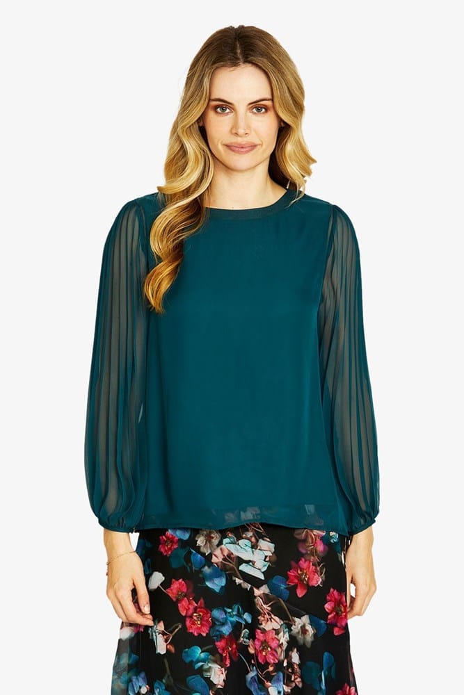 Load image into Gallery viewer, Pingpong Womens Matilda Pleated Top - Bright Teal
