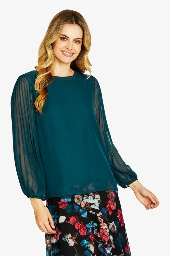 Load image into Gallery viewer, Pingpong Womens Matilda Pleated Top - Bright Teal
