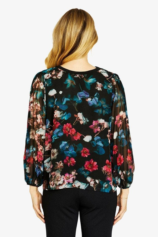 Pingpong Womens Matilda Pleated Top - Ornate Floral
