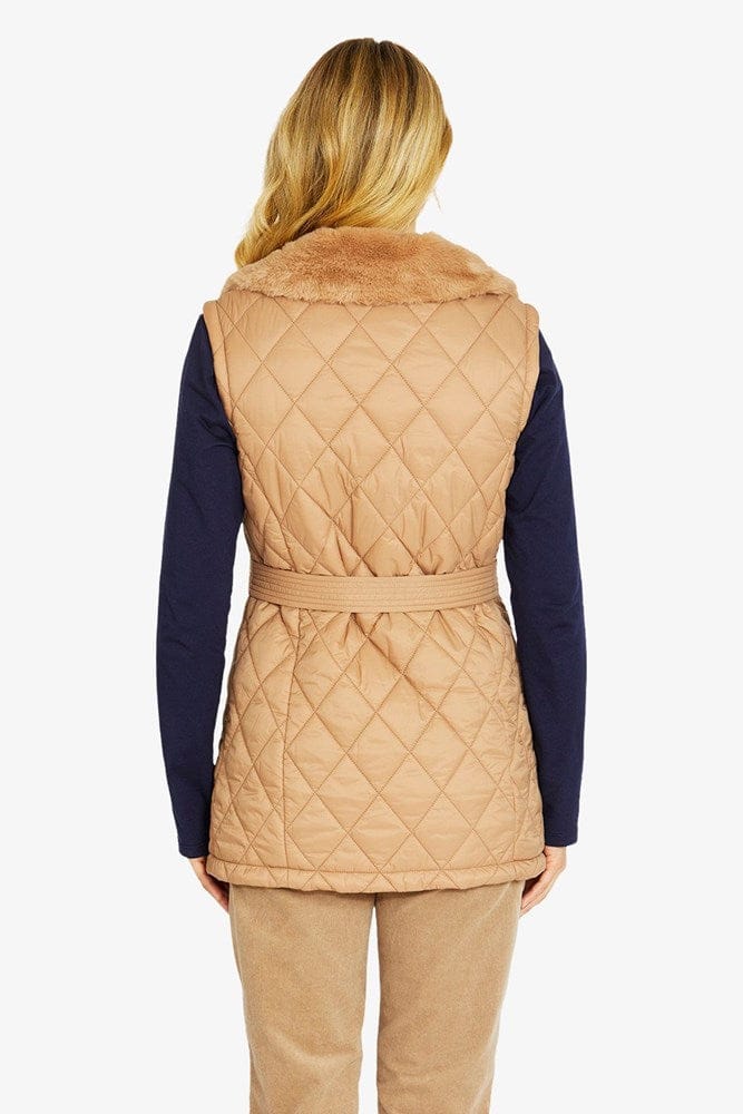 Load image into Gallery viewer, Pingpong Womens Frankie Faux Fur Collar Vest - Cashew
