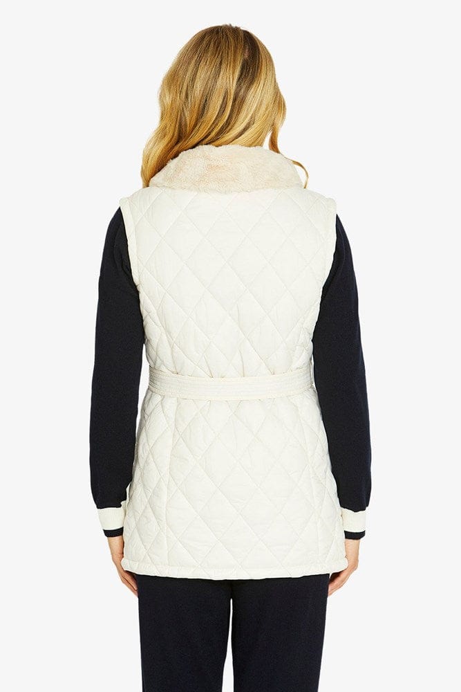 Load image into Gallery viewer, Pingpong Womens Frankie Faux Fur Collar Vest - Snow

