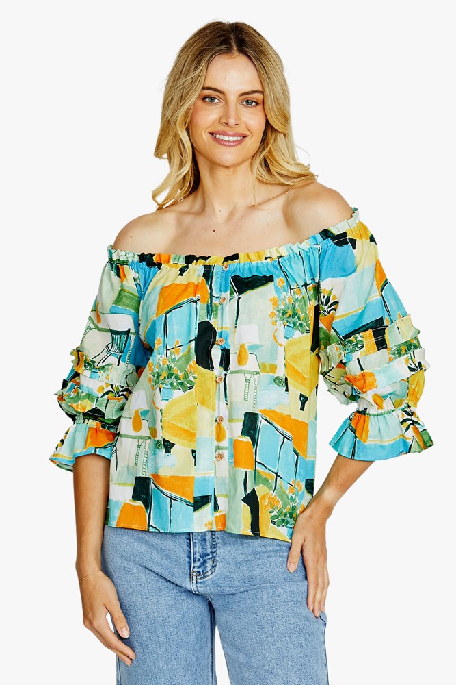 Load image into Gallery viewer, Pingpong Womens Alessia Peasant Top
