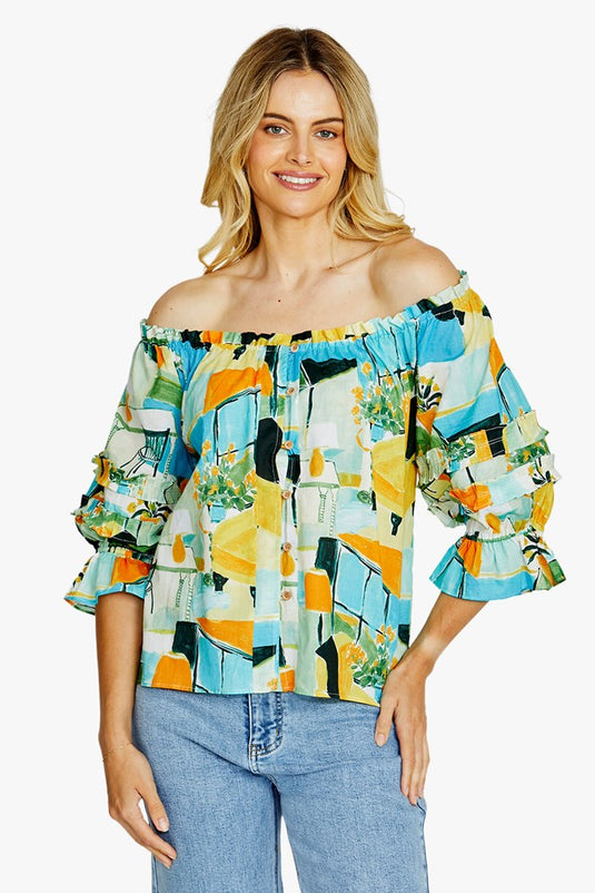 Pingpong Womens Alessia Peasant Top