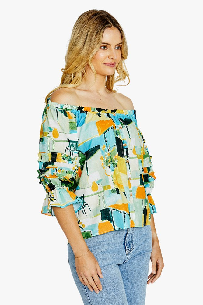 Load image into Gallery viewer, Pingpong Womens Alessia Peasant Top
