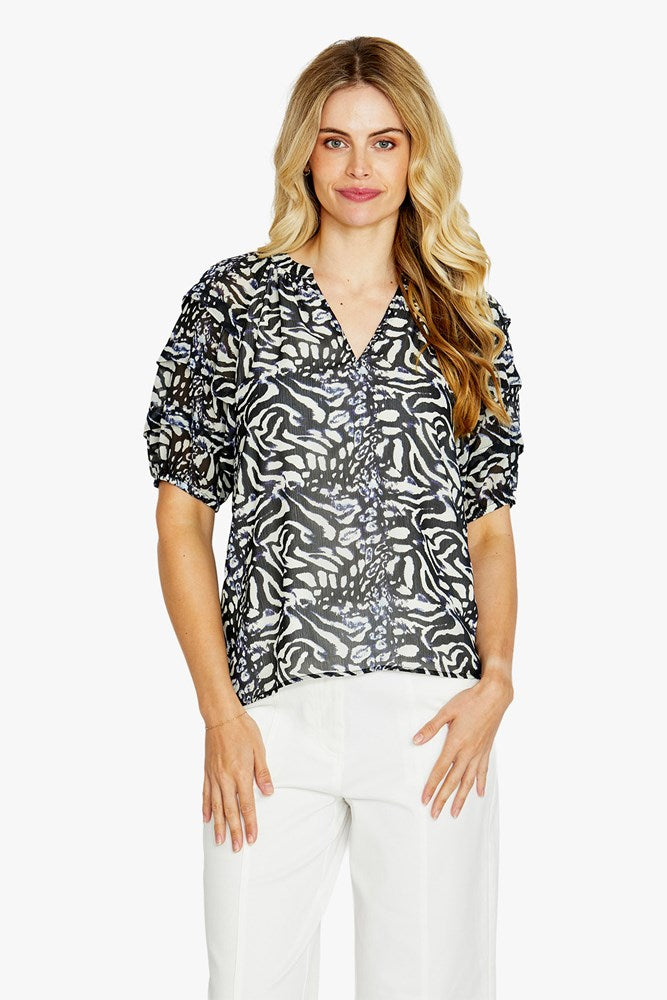 Load image into Gallery viewer, Pingpong Womens Ellison Gathered Neck Blouse

