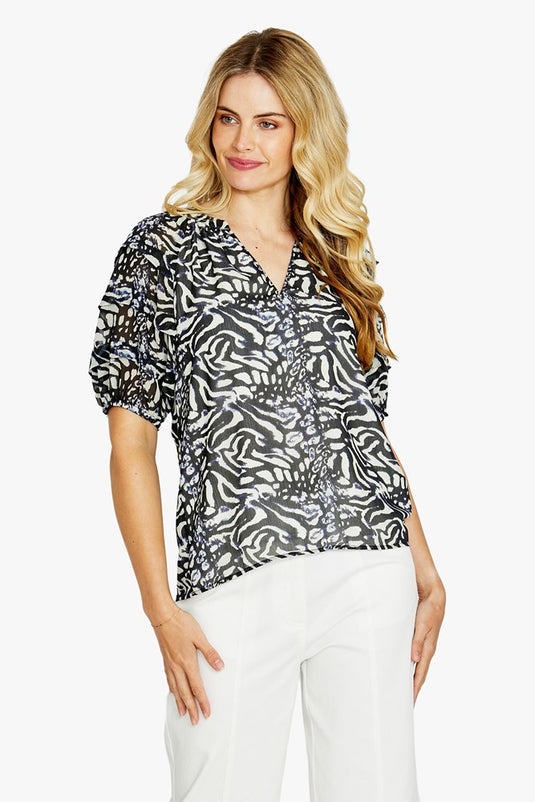Pingpong Womens Ellison Gathered Neck Blouse