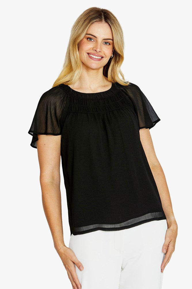 Load image into Gallery viewer, Pingpong Womens Luciana Flutter Sleeve Top
