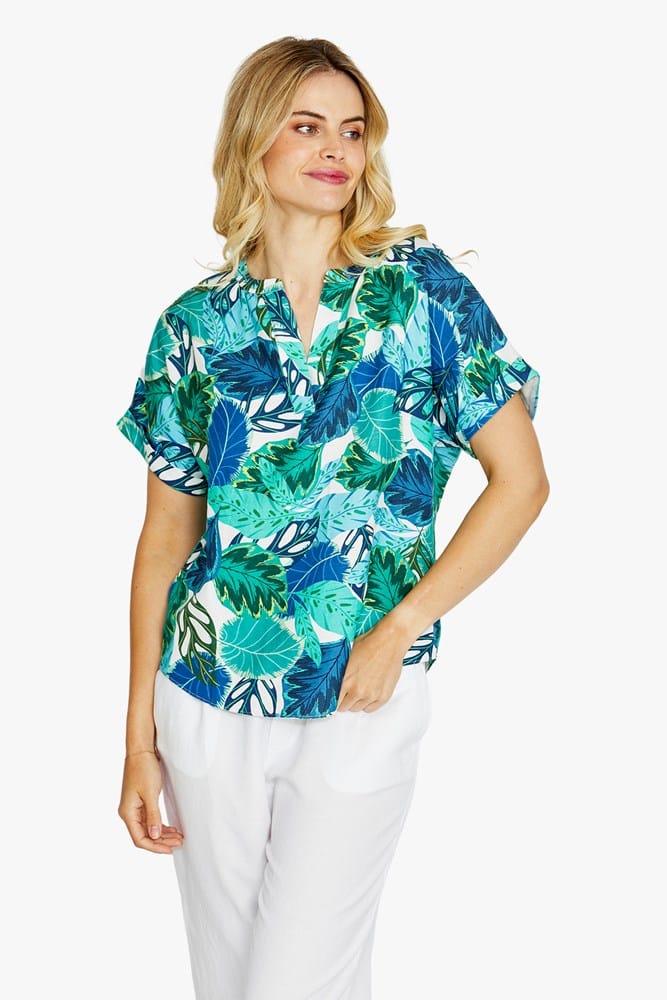 Load image into Gallery viewer, Pingpong Womens Mariana V Neck Print Blouse - Daintree
