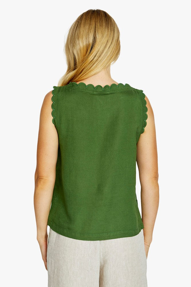 Load image into Gallery viewer, Pingpong Womens Oakley Scallop Trim Top - Agave
