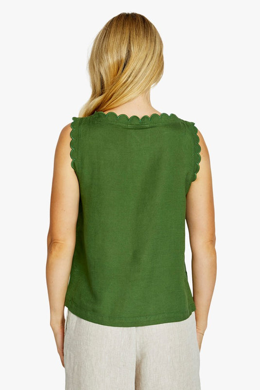Pingpong Womens Oakley Scallop Trim Top - Agave