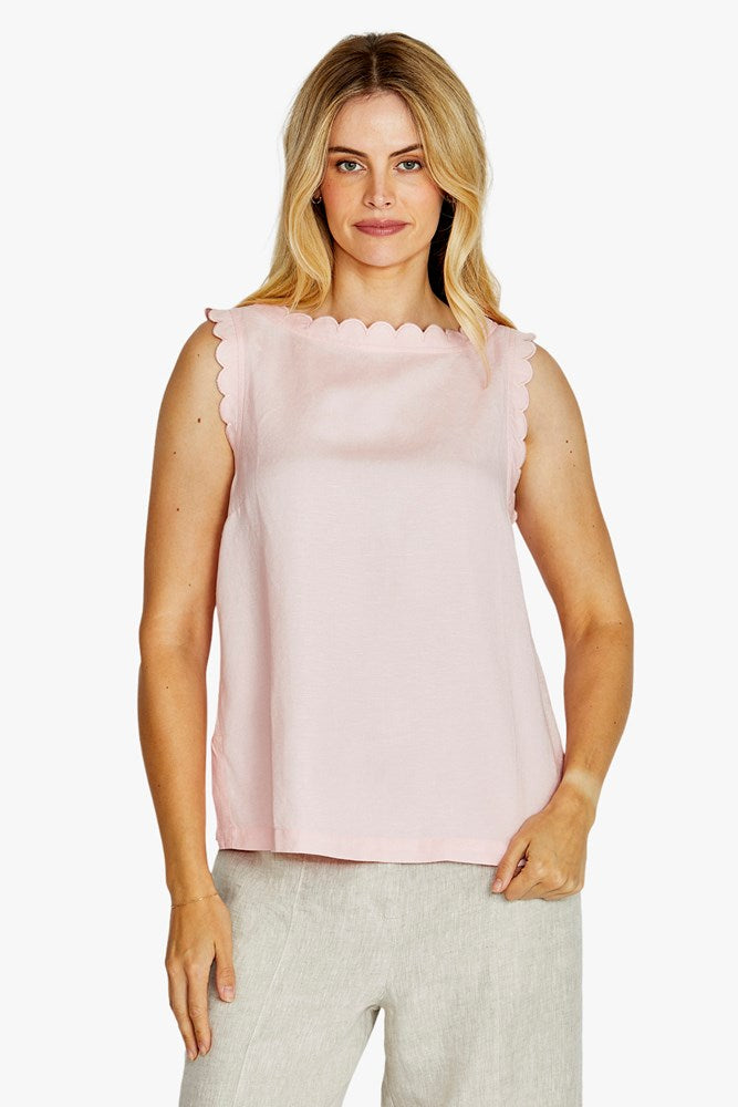 Load image into Gallery viewer, Pingpong Womens Oakley Scallop Trim Top - Light Pink
