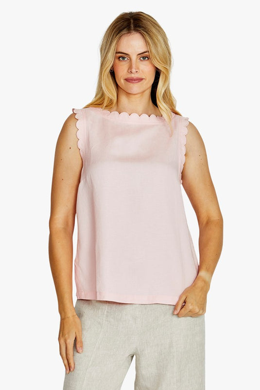 Pingpong Womens Oakley Scallop Trim Top - Light Pink