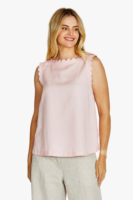 Pingpong Womens Oakley Scallop Trim Top - Light Pink