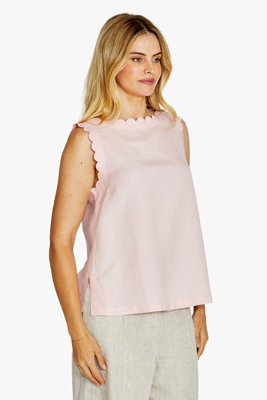 Pingpong Womens Oakley Scallop Trim Top - Light Pink