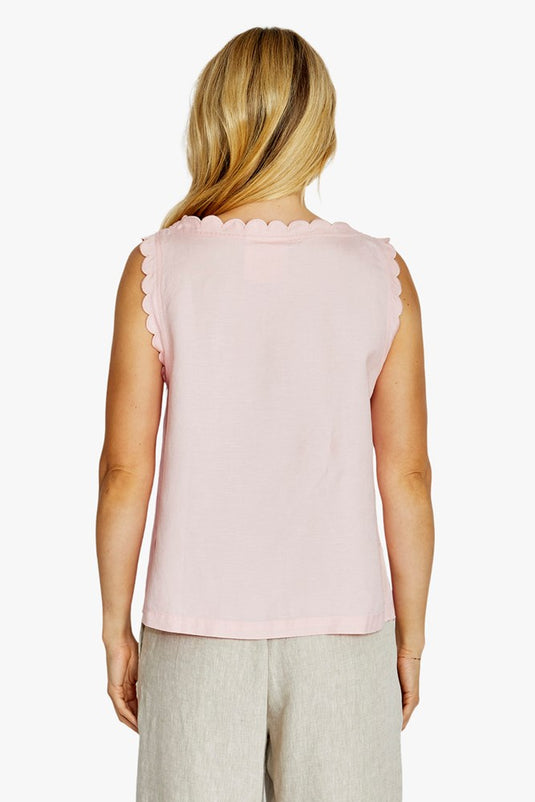 Pingpong Womens Oakley Scallop Trim Top - Light Pink