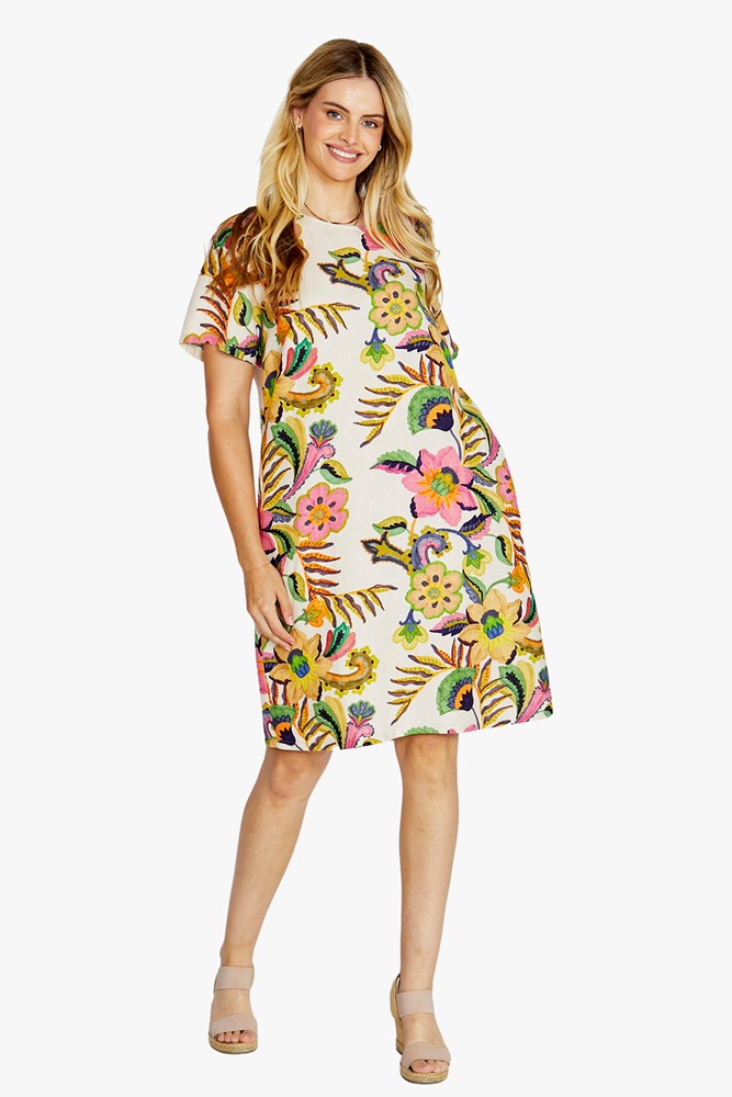 Load image into Gallery viewer, Pingpong Womens Tessa Short Sleeve Shift Dress
